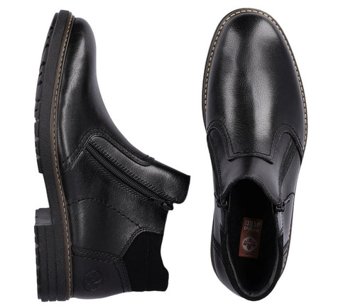 Ghete casual, barbati, RIEKER, ANTISTRESS, 33151-00 negru, piele naturala